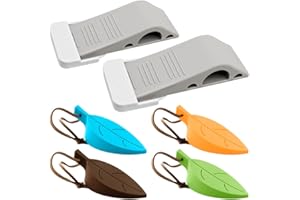 FineGood 6-pak stopery do drzwi, 2 szt. gumowe stopery do drzwi z uchwytami i 4 szt. dekoracyjne silikonowe zatyczki do liści, bezpieczne kliny drzwi ochraniacze palców do domowego biura