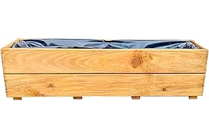 FKL DESIGN Home Deco Jardinière en Bois jardinière terrasse entièrement assemblée D27 Teck (Longueur 90 cm)