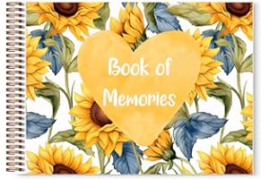 BLOOMING MEMORIES Sunflowers Book of Memories | Memory Book | Guestbook for Funerals, Weddings, Birthdays, Baby Shower | Celebrations | A4 Spiral Bound | 80 Pages | Book of Condolence | Scrapbook | Photo Album