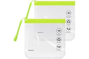 ECOHUB Buste da Viaggio per Liquidi Aereo Bustine Trasparenti Richiudibili 20x20 cm Beauty Case da Viaggio 1L Regali Accessori Viaggio Borsa Trasparenti (Verde Chiaro con maniglia)