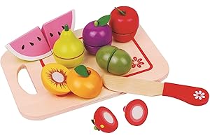VINSANI Lelin Wooden Childrens Cut Up Fruit Shopping Grocery Food Creative Toy 16 PCs