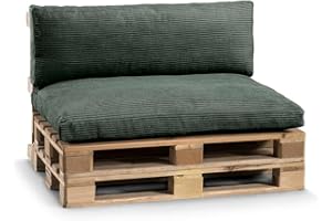 ‎GUTEKISSEN Gutekissen® Palettenkissen, Gartensofakissen, Sitzkissen, Rückenkissen, gefüllt mit Pulirethangranulateinlage, viele Farben und Größen PWL (Set (Sitzkissen 120x80 +Rückenlehne 120x40), Grün)