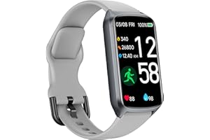 ‎AMZHERO Health Fitness Tracker with 24/7 Heart Rate, Blood Oxygen, Blood Pressure, Step Counter, 5ATM Waterproof Activity Trackers Up to 7 Days Battery Life and Daily Sleep Score (S & L Bands Included)