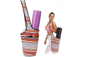 Tyuodna Yoga Mat Bag, Large Size Canvas Yoga Mat Bag, National Wind Yoga Mat Bag with Large Pocket & Zipper Pocket, Fit Most Size Mats