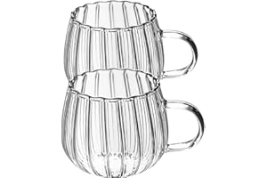 NUOBESTY Tazas De Cristal Con Forma De Calabaza Tazas Transparentes Con Forma De Calabaza Taza Para Beber Transparente Con Asa Taza De Agua De Vidrio Taza De Leche Para Té 350Ml 2 Uds.