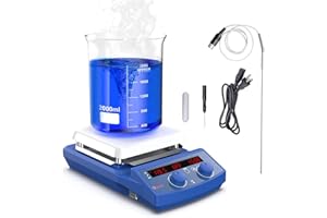 PRECIPETTE Magnetic Stirrer, 7 Inch Magnetic Stirrer with Hotplate, with PT1000 Sensor Stand, Timer and Display, 50 to 1500rpm, max 20L Stirring Capacity, up to 950°F/510°C