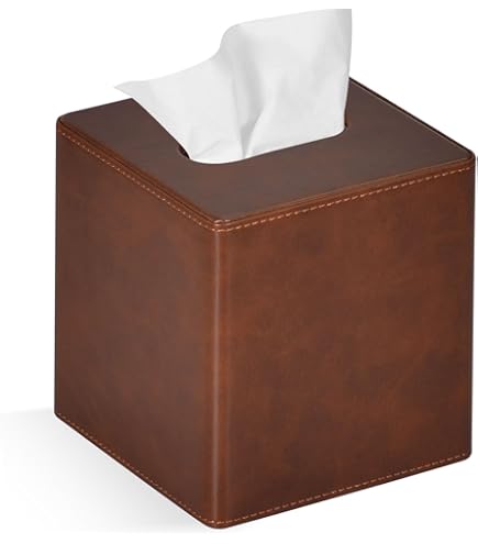 Luxury square tissue box brown – Made of leatherette