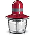 Bosch - Picador, 400 W, Rojo, gris, Cuchillas acero inoxidable, Recipiente 800 ml, MMR08R2