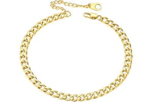 FaithHeart Chaine de Cheville Femme,Bracelet de Pied Plaqué Or en Acier Inoxydable,Maille Figaro/Cubaine-Cheville Chaine Ajustable 20 à 27 cm,Bijoux de Plage Été Vacances pour Femmes Hommes Filles