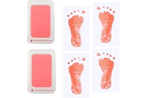 ZHIYE Baby Footprint & Handprint Kit – 2 Pink Inkless Print Pads Plus 4 Imprint Cards, 100% Clean-Touch Ink Pad for Newborns, Perfect Family Keepsake Gift for Printing Touch Imprints