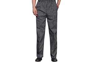 M&Catree Pantalon de Chef Homme Pantalon de Cuisine Pantalon de Travail Respirant Uniformes de Cuisine de Restaurant