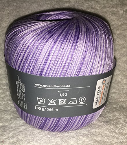 häkelgarn 100 ombre 02 lila / flieder – weiss - 3