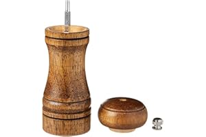ANCLLO Zestaw młynków do soli i pieprzu do drewna, młynki do pieprzu, solniczki z regulowanym wirnikiem ceramicznym - 12,7 cm