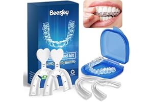 Beesjuy Kit de Protección Dental 2Pcs, Ferula Descarga Bruxismo, Férula Dental de Descarga, Protector Bucal Para Dormir, Material Termoplástico de Calidad Alimentaria, Prevenir el Bruxismo, ATM