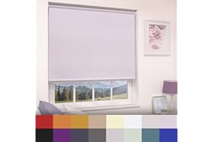 CAECUS Straight Edge Dim-Out Roller Blind - Easy Fit Home Office - 120cm Width x 160cm Width Drop - Lavender