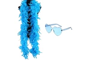 gotyou Boa en plumes,2m Plumes De Dinde Boa,écharpe en plumes,Boa en plumes avec lunettes de soleil sans bordure,pour La Danse De Mariage Artisanat Fête Habiller Halloween Costume Decoratio