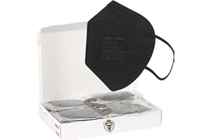 ‎TAYOGO SS-Medical 50 Stück FFP2 Maske Schwarz 5-lagige 99,5% Filterleistung | Atemschutzmaske Staubschutzmaske | EN149:2001+A1:2009 | EU2016/425 Masken Geruchsneutral Einzeln Verpackte Mundschutzmasken