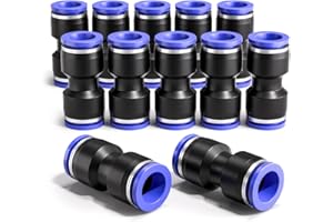 Bwintech 12 piezas de 10 mm recto empuje en conexión neumática, adaptador de línea de aire de PU de liberación rápida de plástico de 2 vías