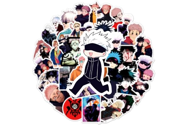 Lot de 50 autocollants Jujutsu Kaisen anime pour ordinateur portable, pare-chocs, planche à roulettes, bouteilles d'eau, ordinateur, téléphone, pack d'autocollants anime pour enfants/adolescents.
