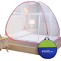 Classic Mosquito Net , King Size Bed , Polyester Foldable Size (L200cm X W200cm X H145cm) - Pink