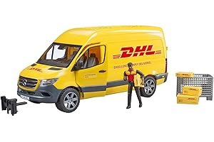 bruder 02671 - MB Sprinter DHL avec chauffeur, y compris caisse grillagée avec paquets d'expédition, véhicule, camionnette