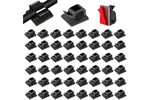 XYTAHDM 50 Pezzi Fermacavi,Clip per Filo per Luce da Esterno Ganci,Fermacavi Adesivi, Organizzatore dei Ferma Cavi Scrivania Regolabile,per Luce Fata, Muro, Ufficio, Caricabatterie, Auto (Nero)