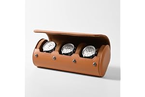 Oirlv Luxe PU Cuir 3 Fentes Etui Montre,Boite a Montre Homme,Rangement Pour Coffret Cadeau Noël Anniversaire Boite Montre(Marron)