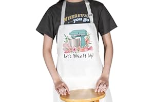 WZMPA Baking Apron With Pockets Bake Lover Gifts Let's Mix It Up Adjustable Baker Apron For Bakery Pastry Chef