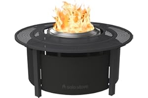 ‎SOLO STOVE Solo Stove Surround Feuerstellentisch mit Hitzeschutz, Klein | Erhöhung und Aufbewahrung für Ranger und Bonfire, Pulverbeschichteter Stahl/UV-beständiges Material, Maße (HxB): 51 x 107 cm, Schwarz