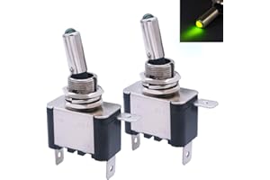 mxuteuk 2pcs 12V 20A Green LED Light Heavy Duty Rocker Toggle Switch SPST ON/Off 3Pin Car Truck Boat ASW-07D-G