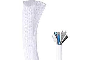 Flintronic 10ft - 1/2 inch Cord Protector, Wire Loom Tubing, Cable Sleeve Split Sleeving, Cable Tidy Sleeve, Protect Pets From Chewing Cords For USB Cable Power Cord Audio Video Cable for Home,Office