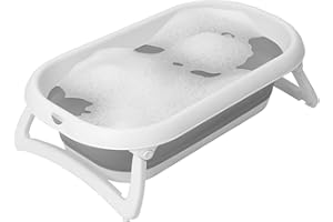 Rotho Babydesign Bañera Plegable Baby Bath 2 Go, Para Bebés A Partir De 0 Meses, 82 X 48,5 X 22 Cm, 20458 0293 01, Gris/Blanco