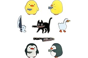 NYXSEAT 8 sztuk znaczków z kreskówki, emaliowane przypinki, urocze odznaki zwierzęce, szpilki z kreskówki, broszki kaczki, emocjonalne odznaki, broszki dla mężczyzn i kobiet, 0.8~3.7*2.6~3.8cm, Cynk