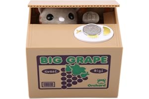 HZTYYIER Coin Bank Box Cute Diebstahl Münze Katze/Panda Spardose Sparschwein Großes für Kleinkinder Kinder Kinder(Traubenkatze)