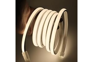 KISUFU 220V Flessibile Striscia LED COB con interruttore,IP65 impermeabile,Alta luminosità 288 LED/m,Luminoso Nastri LED per armadio cucina casa fai da te camera da letto (15m, Bianco naturale)