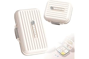 VESZOEN 2 Pezzi Porta pastiglie da viaggio portapillole settimanale portatile (Beige) porta farmaci da viaggio piccolo portapillole per pastiglie farmaci integratori vitamine