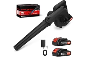 Ykall Soplador de Hojas Inalámbrico 24V – Potente y Ligero, con 2 Baterías y Cargador, Ideal para Jardín, Patio, Césped, Nieve, Polvo y Pelo de Mascotas (Negro)