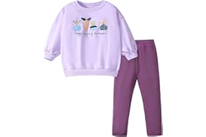 Gumyoss Mädchen Bekleidungsset Lange Tops Kinder Kleidung Baumwolle Langarm Sweatshirt Top+Legging 2-Piece Outfits Set Gr.92-122