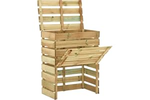 Tidyard Compostador con Listones Madera Pino impregnada Compostador e-composter con Capacidad 80x50x100 cm