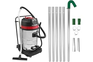 MAXBLAST Gutter Cleaning System 80L Wet & Dry Hoover & 24ft Gutter Vacuum Pole Kit Long Reach Drain Pipe Sucker 1.2m - 7.2m 51mm Diameter Aluminium Nozzles 3000W Triple Motor Industrial 1.5m Hose 9m Cable