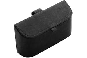 Alfanxi Glasses Holder for Car Sun Visor, Italy Alcantara Material Sunglasses Clip Storage Case Compatible with Most Cars (Black)