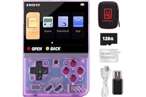 CAWEVON Miyoo Mini Plus, Console di gioco portatile con schermo IPS da 3,5 pollici, 640 x 480, scheda TF da 128 GB, con 15000 giochi classici, supporta la modalità hotspot Wi-Fi, con custodia