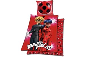 AYMAX Tex idea, biancheria da letto liscia con i personaggi di Miraculous Ladybug, 135 x 200 cm, stupendo regalo