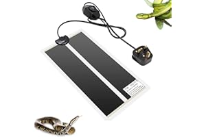 XIEHUZA Reptile Heating Mat with Temperature Adjustment, Waterproof Reptile Heat Pad Under Tank Terrarium Heater for Amphibians, Small Animals, Seeding (7W - 11 x 5.9 IN)