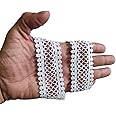 Wonder Star Cotton Floral (Pack 9 Meters) Designer Lace Border for Dupatta, Saree, Lehenga, Plazo, Suit, Dress, Blouse, Curtain, Sewing, Craft & Much More (White Design 1)