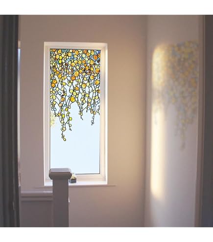Grande adesivo per finestra effetto vetro colorato – bellissimo fiore di giglio decorativo per fissare alla finestra