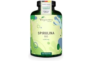 Spirulina Bio | 4.000 al giorno – 1.000 mg per compressa | 3,9% di Ficocianina | 100% Pura e Biologica | Alga Spirulin Platensis | Certificata in Laboratorio Tedesco | Vegavero®