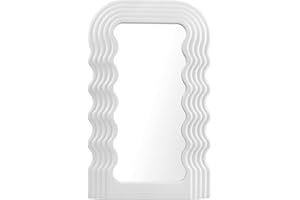 Funerom 40.6x25.4 cm Wavy Mirror Aesthetic Mirror Funky Mirror Squiggle Mirror Wave Mirror Rectangle White