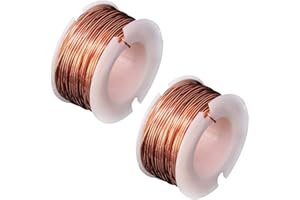 Kaimeilai filo di rame nudo, 2 rotoli di filo magnetico metallico 0,5 mm di spessore 10 m di lunghezza filo artigianale filo di avvolgimento del filo per gioielli, filo di rame solido per computer