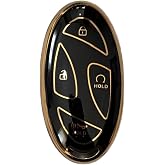 AutoHan Keys Premium Nano Anahtar Kılıfı, 5 Butonlu, Tucson Ioniq Kona Modelleri ile Uyumlu (Siyah-Altın)